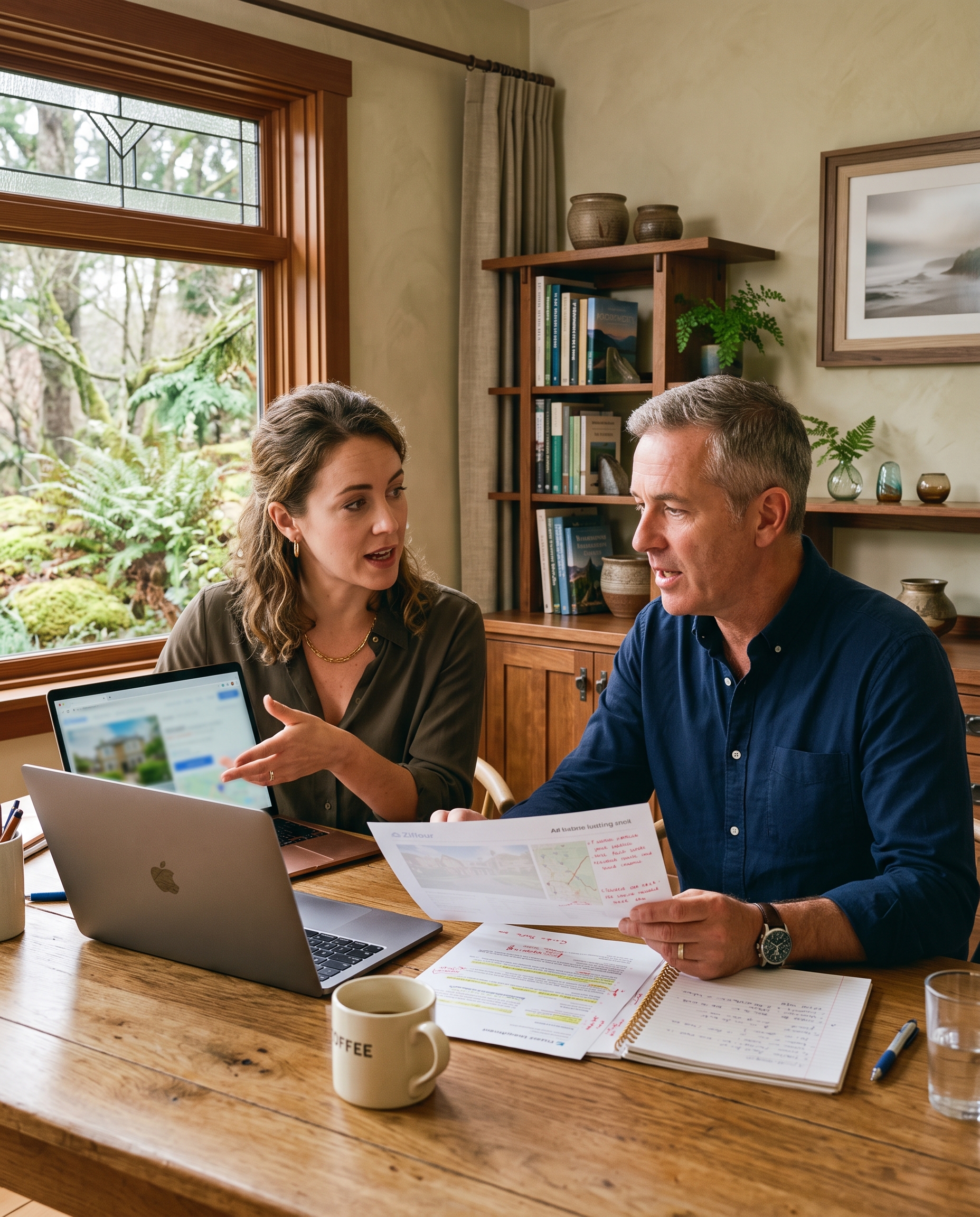 Coach and agent reviewing a listing together